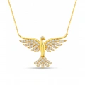 14K Gold Phoenix Necklace, Rebirth Necklace