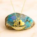 14K Gold Sailing Heart Necklace, Elegant Heart Necklace, Love Ship Necklace for Couples