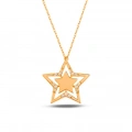 14K Gold Star Necklace, Elegant Gold Star Necklace for Women