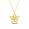 14K Gold Star Necklace, Elegant Gold Star Necklace for Women