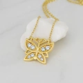 14K Gold Tiny Butterfly Necklace, Small Butterfly Luck Necklace