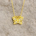 14K Gold Tiny Butterfly Necklace, Small Butterfly Luck Necklace