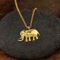 14K Gold Tiny Elephant Necklace, Baby Animal Necklace, Cute Mini Gold Jewelry
