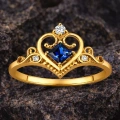 0.30 Karat Kraliçe Tacı Mavi Safir Pırlanta Yüzük