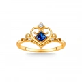0.30 Karat Kraliçe Tacı Mavi Safir Pırlanta Yüzük