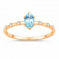 0.35 Karat Mavi Topaz Pırlanta Yüzük, Minimal Altın Yüzük