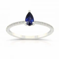 0.32 Carat Pear Cut Sapphire Diamond Ring