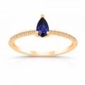0.32 Carat Pear Cut Sapphire Diamond Ring