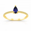 0.32 Carat Pear Cut Sapphire Diamond Ring