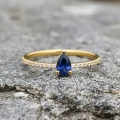 0.32 Carat Pear Cut Sapphire Diamond Ring