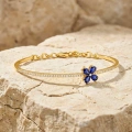 1.02 Karat Pırlanta Yonca Tasarım Safir Bileklik