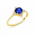 14K Solid Gold North Star Sapphire Ring