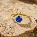 14K Solid Gold North Star Sapphire Ring
