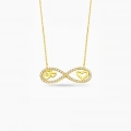 14 Ayar Altın Kalp Detaylı Sonsuzluk Kolye, Aşk Takı