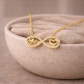 14 Ayar Altın Kalp Detaylı Sonsuzluk Kolye, Aşk Takı