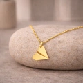 14 Ayar Altın Kağıt Uçak Tasarımlı Kolye, Origami Kolye