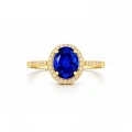 14 Ayar Altın Mavi Safir Oval Yüzük