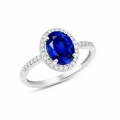 14 Ayar Altın Mavi Safir Oval Yüzük