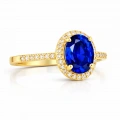 14 Ayar Altın Mavi Safir Oval Yüzük