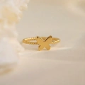14K Solid Gold Mini Butterfly Spiral Ring