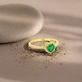 14K Altın Kalp Kesim Zümrüt Yüzük