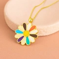 14 Ayar Altın Gökkuşağı Papatya Kolye