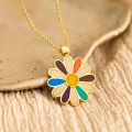 14 Ayar Altın Gökkuşağı Papatya Kolye