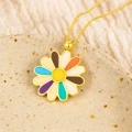 14 Ayar Altın Gökkuşağı Papatya Kolye