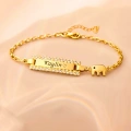 14K Solid Gold Elephant Baby Name Bracelet