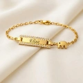 14K Solid Gold Elephant Baby Name Bracelet