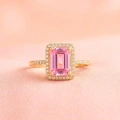 14K Solid Gold Solitaire Pink Topaz Ring