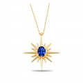 14 Ayar Altın Kutup Yıldızı Safir Kolye