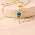 14 Ayar Altın Kutup Yıldızı Safir Kolye