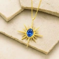 14 Ayar Altın Kutup Yıldızı Safir Kolye