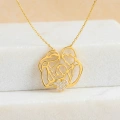 14K Solid Gold Heart Family Necklace