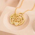 14K Solid Gold Heart Family Necklace