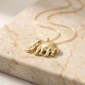 14K Solid Gold Tiny Elephant Necklace