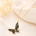 14 Ayar Altın Siyah Oniks Kelebek Kolye