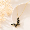 14 Ayar Altın Siyah Oniks Kelebek Kolye
