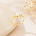 14K Gold Solitaire Pearl Ring