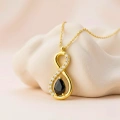 14K Solid Gold Black Onyx Infinity Necklace