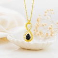 14K Solid Gold Black Onyx Infinity Necklace