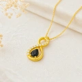 14K Solid Gold Black Onyx Infinity Necklace