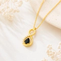 14K Solid Gold Black Onyx Infinity Necklace