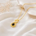 14K Solid Gold Black Onyx Infinity Necklace