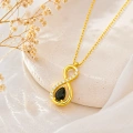 14K Solid Gold Black Onyx Infinity Necklace