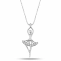 14K Solid Gold Ballerina Necklace, Elegant Dancer Girl & Fairy Pendant
