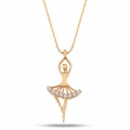 14K Solid Gold Ballerina Necklace, Elegant Dancer Girl & Fairy Pendant