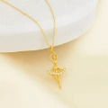 14K Solid Gold Ballerina Necklace, Elegant Dancer Girl & Fairy Pendant