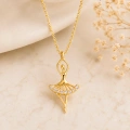 14K Solid Gold Ballerina Necklace, Elegant Dancer Girl & Fairy Pendant